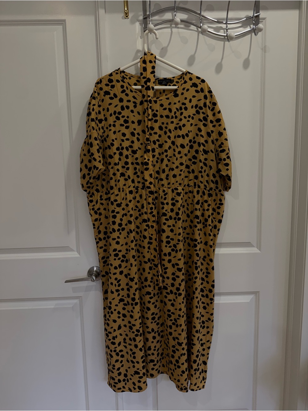 Plus Size ASOS Curve Mustard Yellow and Black Spot Midi Dress
